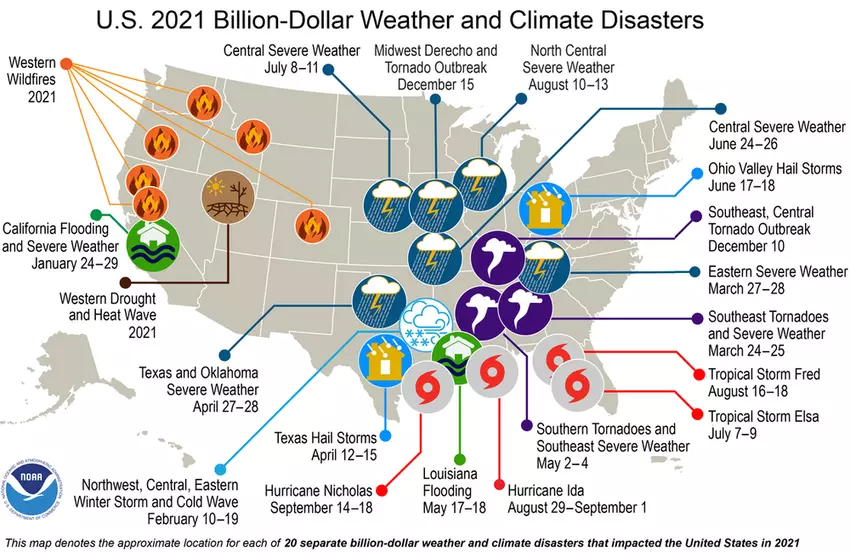 U.S. 2021 Billion Dollar Weather Disasters